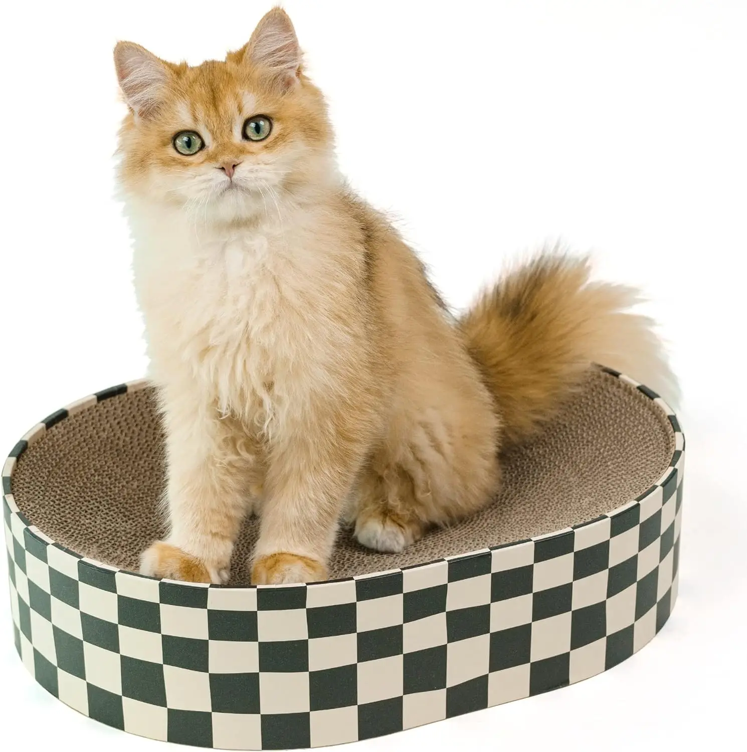 

Cat Scratching Board 2-in-1 Oval Litter Box, Indoor Pet Claw Sharpening Corrugated, Leisure Cat Bed and Protective Cover