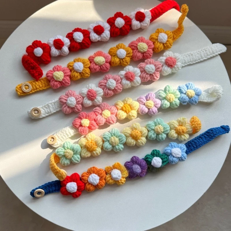 Pet Handmade Three-dimensional Yarn Flower Collar Cute Scarf Decorative Accessories Dog Cat Cute