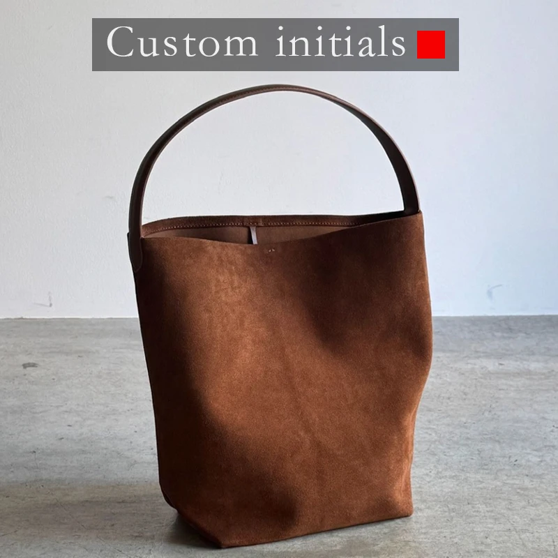 Custom Initials Genuine Leather Bucket Bags For Women Luxury Designer Handbags And Purses 2025 New In Cowhide Underarm Shoulder