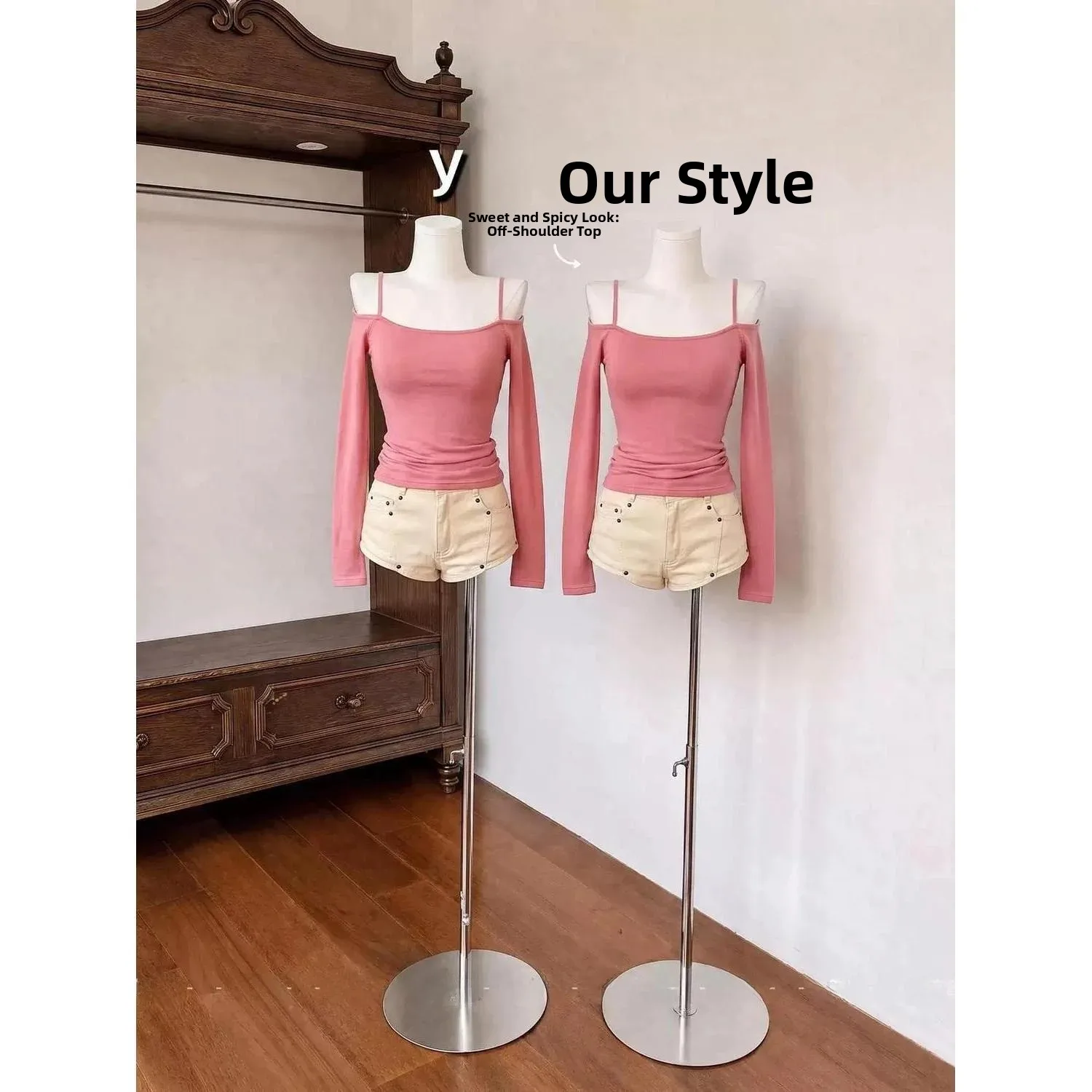 Sexy Vibe Spicy Girl Attracting One Shoulder Long Sleeve T-Shirt Tight Slimming Base Layer Top Korean Style Commute Fashion