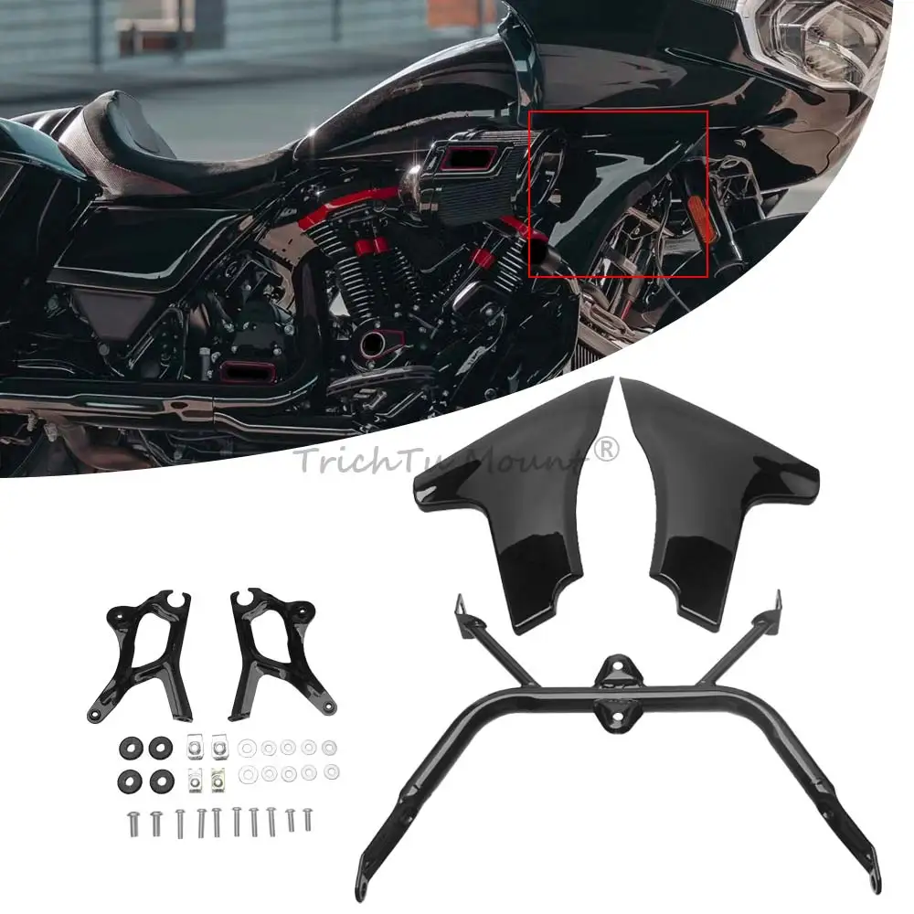 

Motorcycle Side Fairing Panel with Bracket Kit Gloss Black Fit For Harley Road Glide CVO/SE FLTRXSE 2023 2024-later Accessories
