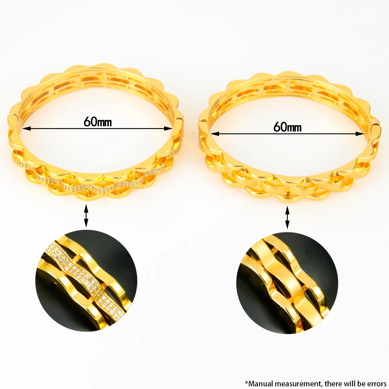 Dubai Fashion Zirconia Jewelry Set 21k Gold Plated Turkish Vintage Open Bangles Rings Nigeria Women Bridal Wedding Jewelrys