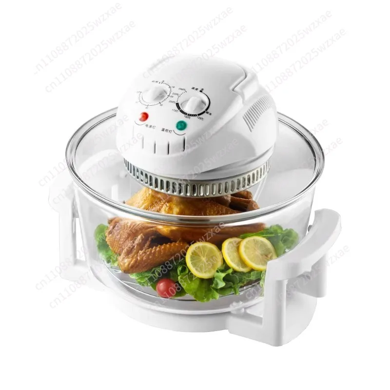 17L Airy Fryer, Adjustable 1400W Glass Air Fryer, 360° Viewable Airy Fryer with Expansion Ring Multifunctional Cooker
