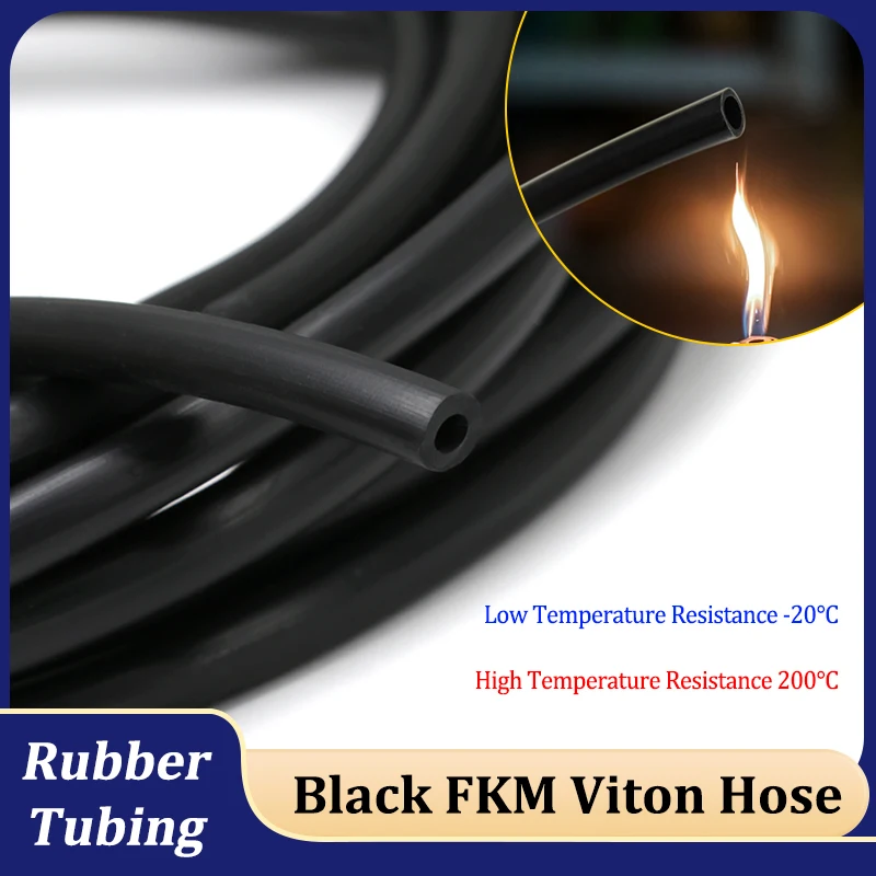 

1-10m Black Fluororubber FKM Viton Tube Diameter 2mm - 25mm High Temperature 200Deg.C Acid Alkali Corrosion Resistance Oil Hose