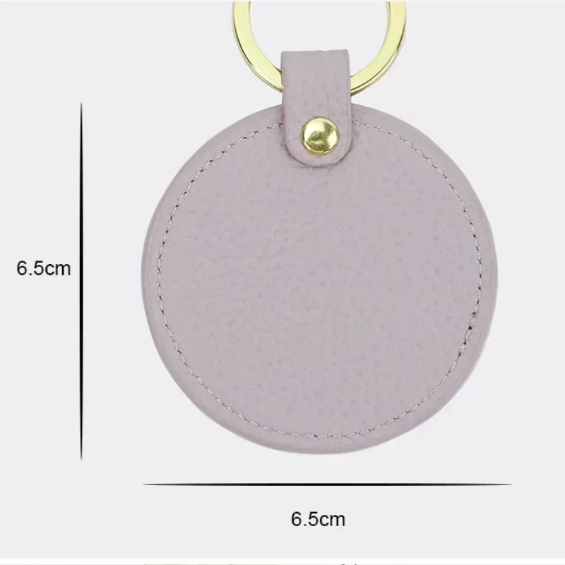 Porte-clés rond en cuir PU à motifs litchi personnalisés, accessoire de sac, Logo imprimé personnalisé, porte-clés circulaire