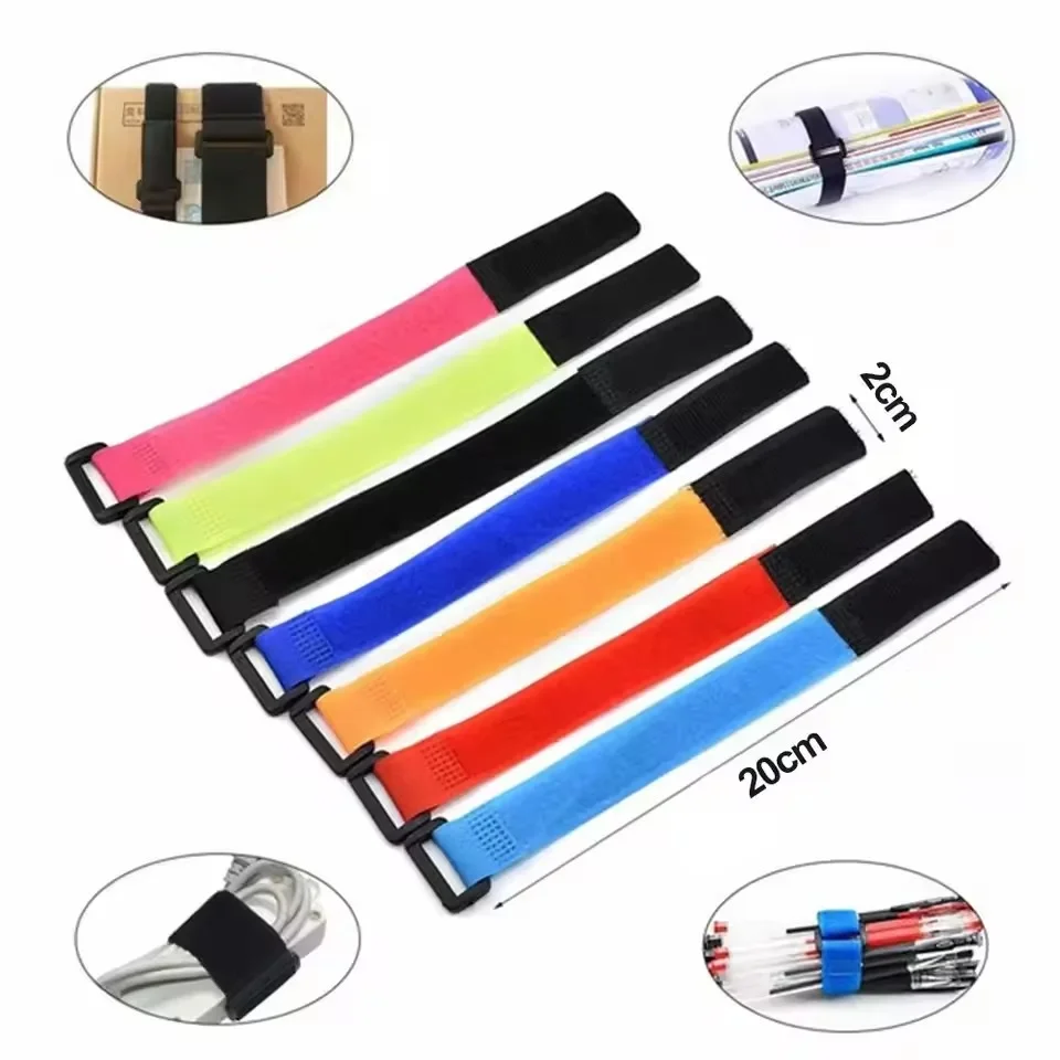 10pcs Cable Ties Reusable Self Adhesive 15mm - 700mm Hook Loop Bundle Fastener Nylon Strap Reverse Buckle Line Wire Organizer