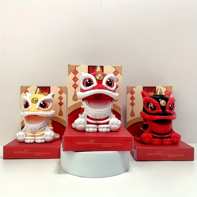 1 Piece Of Solar Energy Awakening China-Chic Lion, Chinese Style, Lucky Lion Dance, Car Accessories, Cute Annual Meeting Gifts,