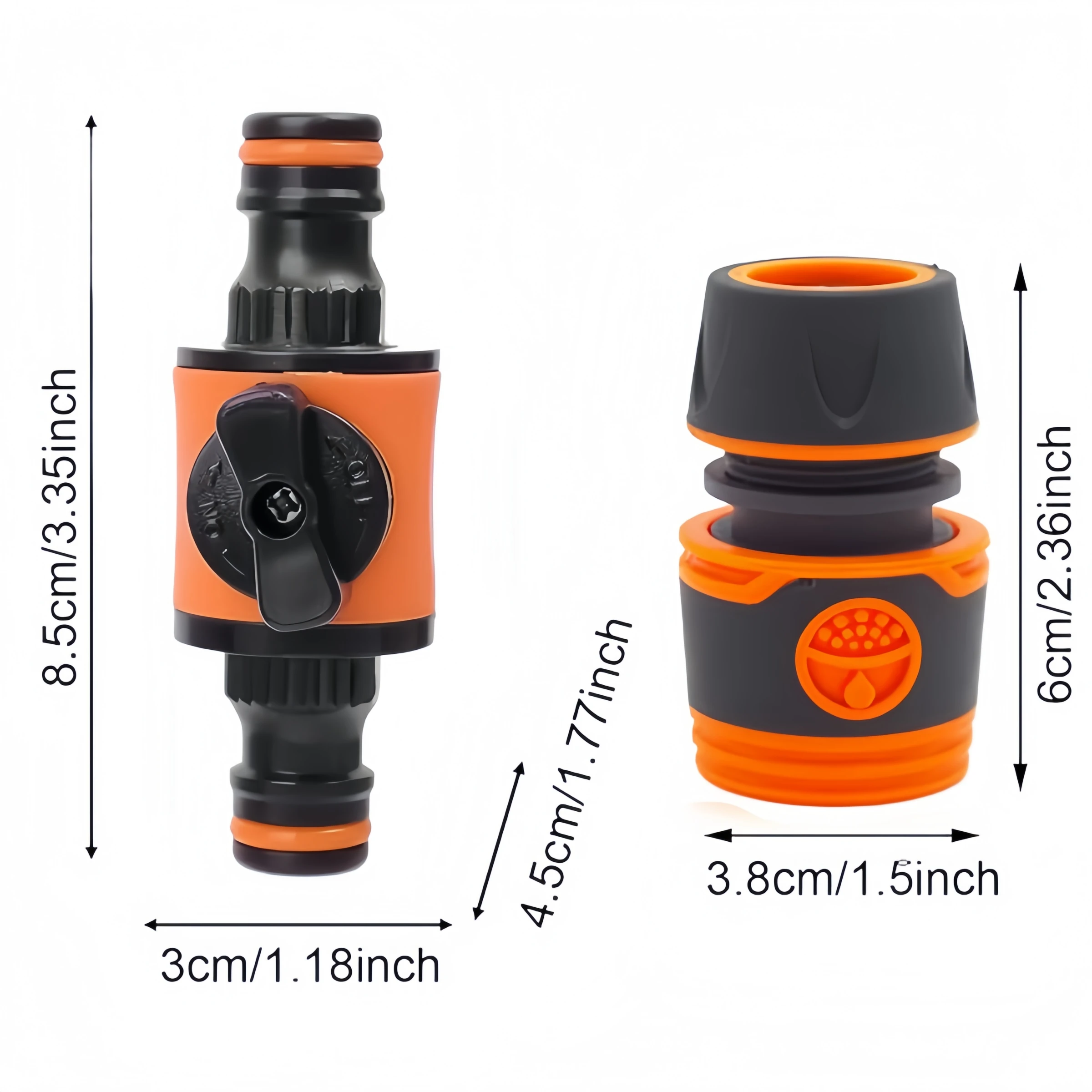 Garden Hose Connector Set, Garden Hose Shut Off Valve &Quick Connector, Water Hose Connector for PVC Vinyl Hose, Drip Irrigation