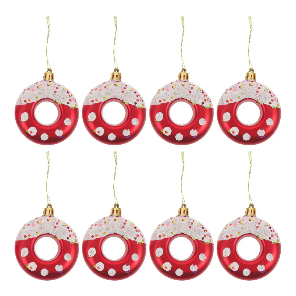 

8 Pcs Christmas Decoration Pendant Wedding Bread Ornaments Donut Holiday Supplies Xmas Party Round Decorations Donuts