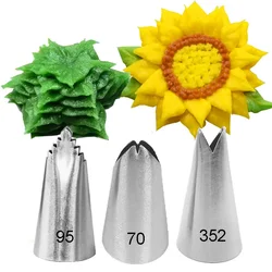 352#70#95# Leaves Cream Tips Stainless Steel Icing Piping Nozzles Sunflower Pastry Nozzles Cupcake Fondant Cake Decorating Tools