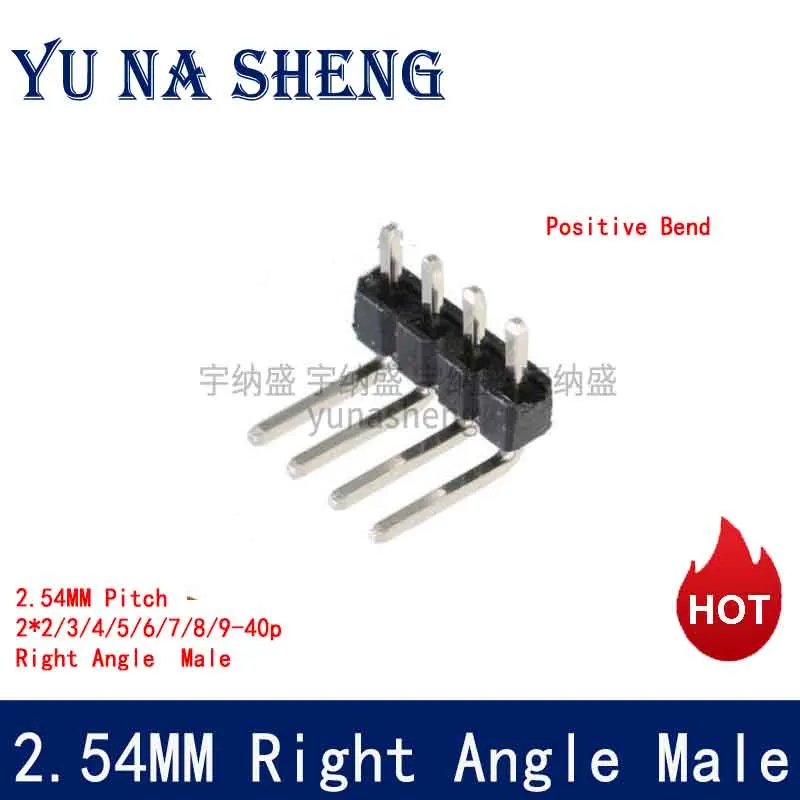 2.54 mm Pitch R/A Right Angle Single Row Pin Header 1x 40 Pin Male 90 degrees Needle Connector 3P/4P/6P/8P/10P/15P/40P 1*40