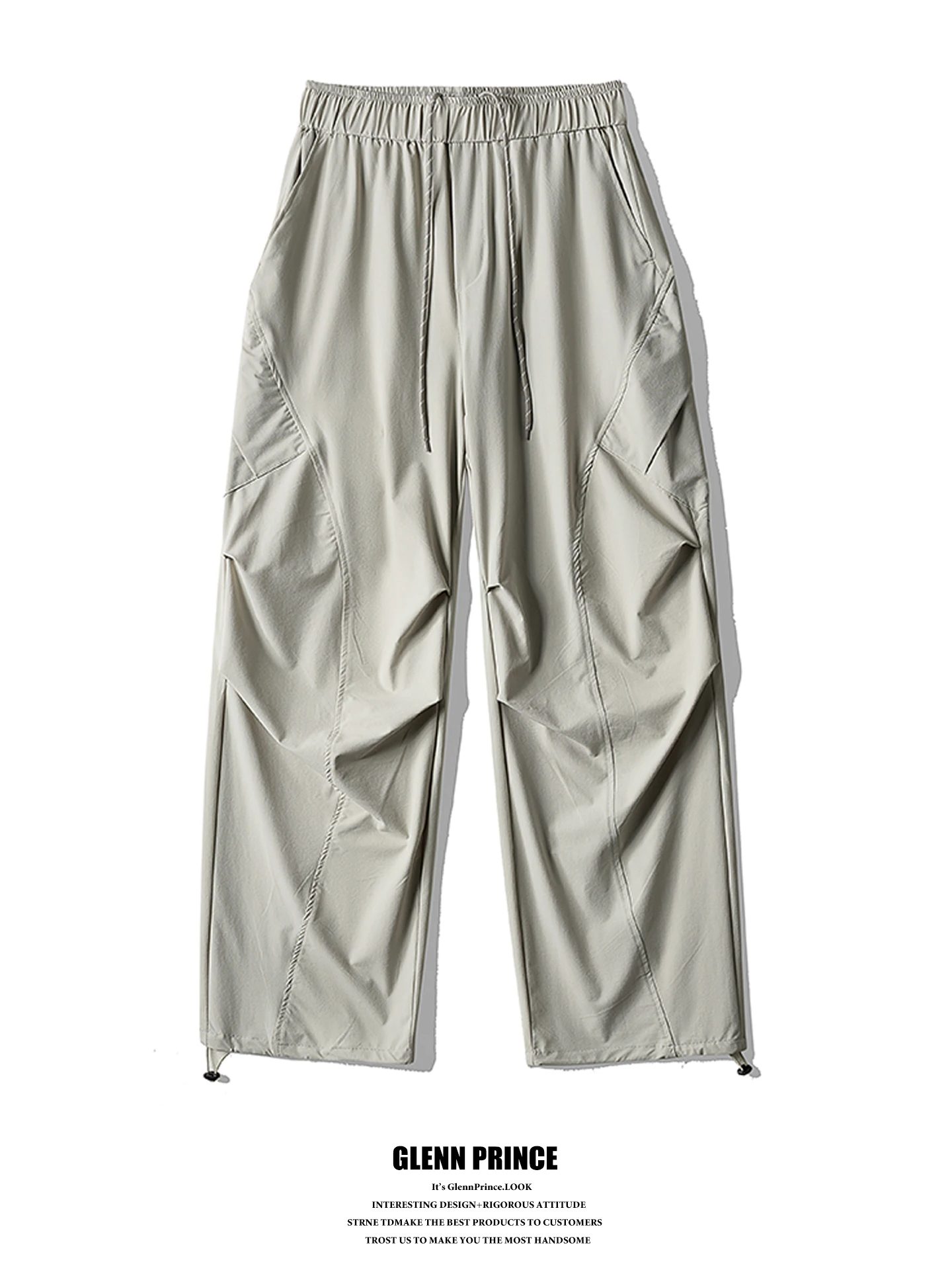 Outdoor Men's Casual Pants Trousers Straight Leg Workwear Dry Fast 3D Pleated GPstudio Trendy Brand American Casual Style