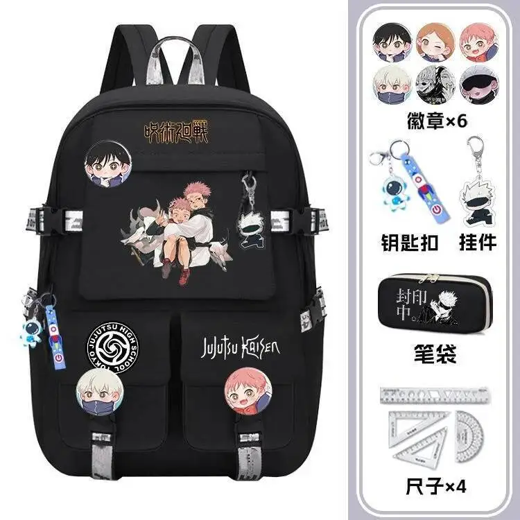 

Anime Game Black White Jujutsu Kaisen Student School Bags Large Capacity Mochilas Backpacks For Cute Chibi