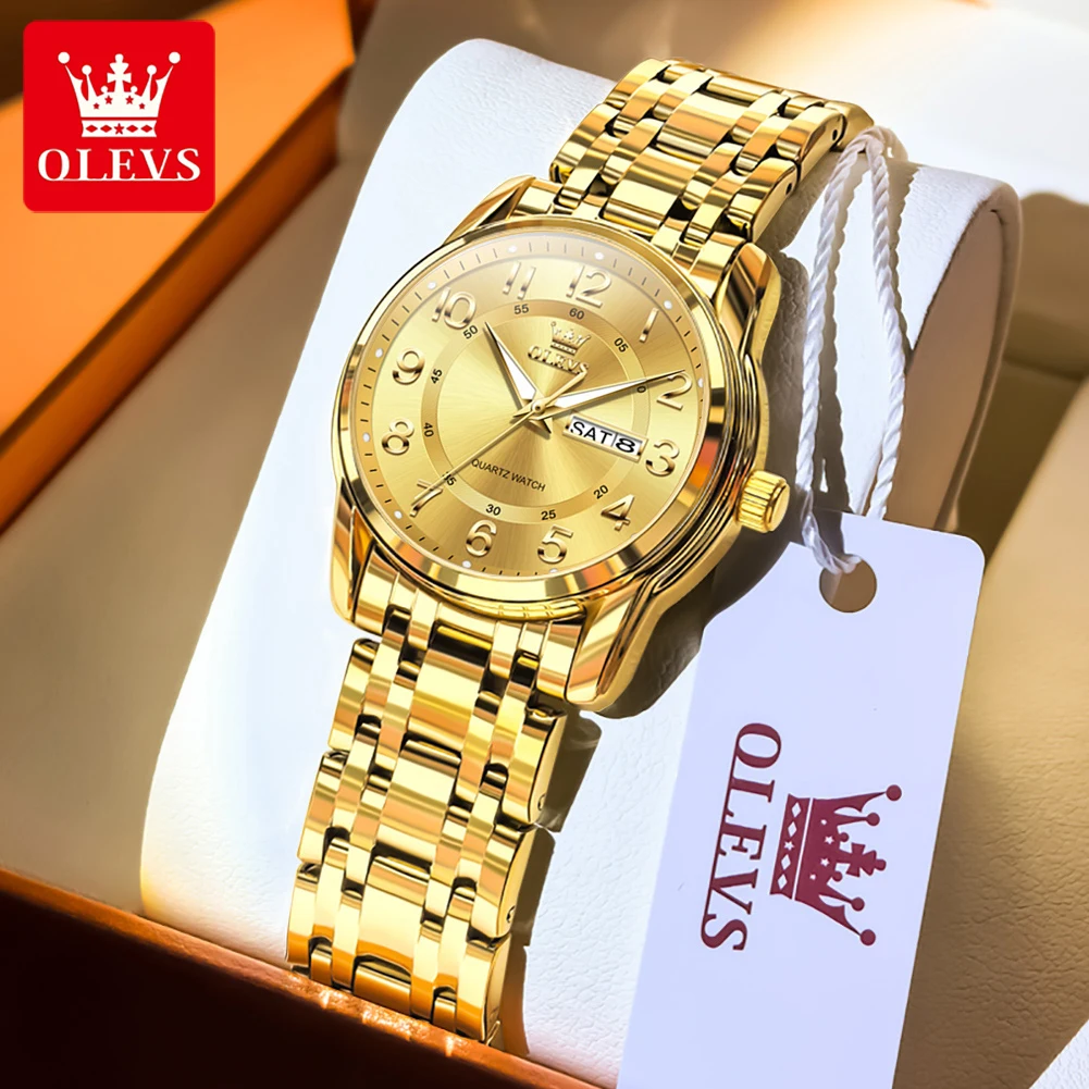 

OLEVS женские часы 3666L лучший бренд класса люкс оригинальные кварцевые часы для женщин водонепроницаемые из нержавеющей стали светящиеся дата неделя мода