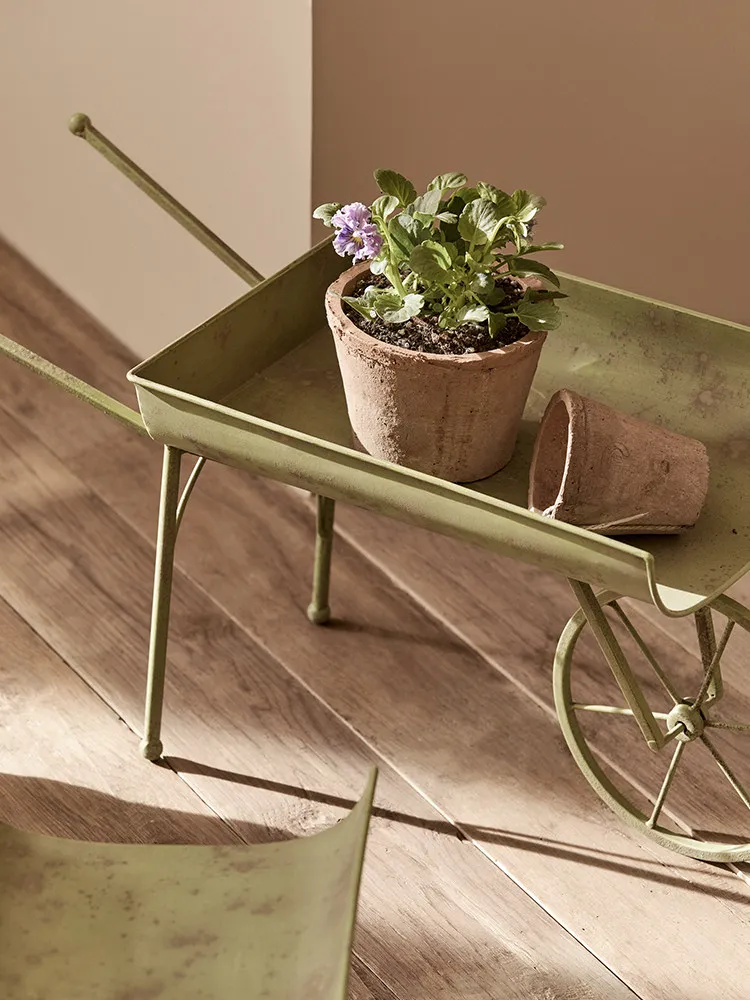 Vintage wrought iron cart balcony flower stand flower pot holder outdoor flower succulent garden grocery decorative vase
