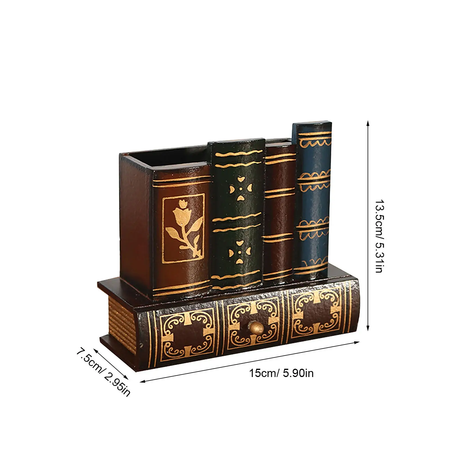 1Pcs Wood Pen Container Retro Design Compact Stationery Storage Holder Multipurpose Desktop Organizer Wooden Pen Holder