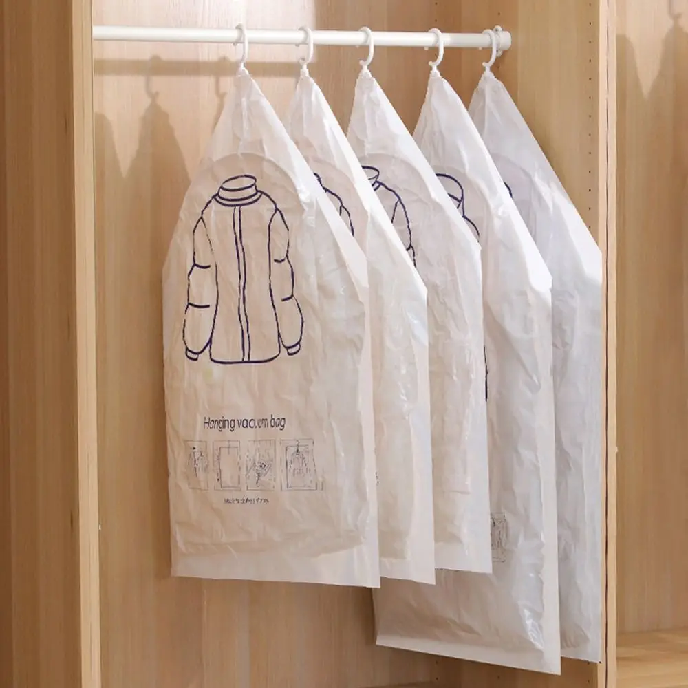 

Foldable Clothes Hanging Vacuum Storage Bags Hang Hook Clothes Organizer Vacuum Compression Bag Transparent