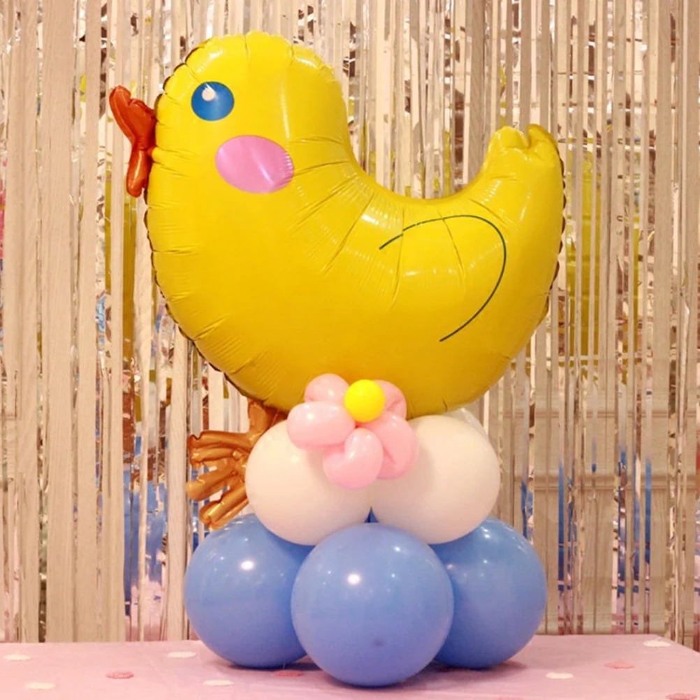 

3pcs Animal Balloons Birthday Decor Yellow Birthday Foil Balloons Chickens Pattern Party Accessories Reusable