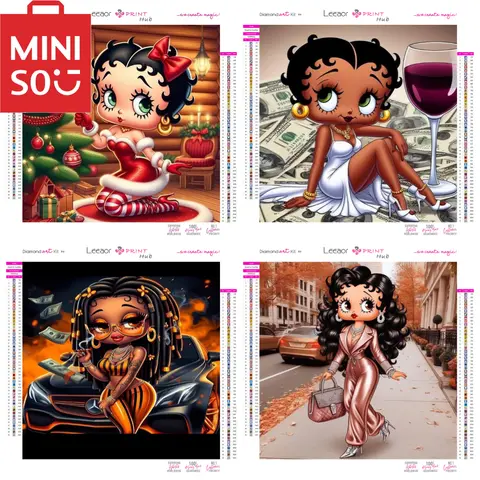 MINISO Cartoon Stylish Betty doll Diamond Painting Full Square/Round Diamond Mosaic Art New Collection Handmade Gift Wall Decor