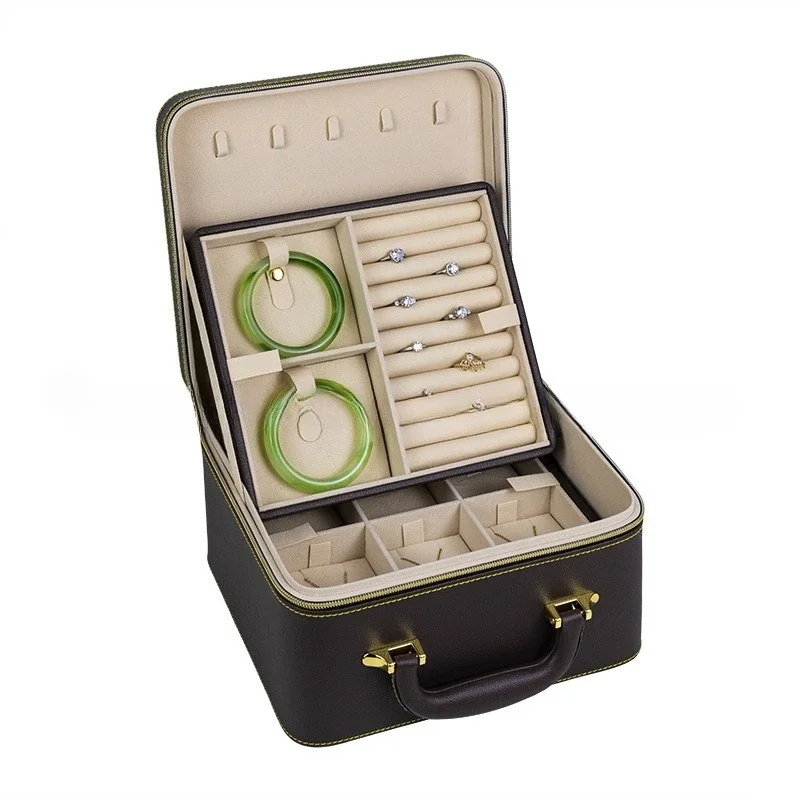 

CLL light luxury portable jewelry box bracelet ring stud earrings necklace dresser earrings jewelry box