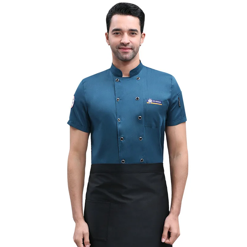 Uniforme de chef d'hôtel pour hommes, manches courtes, respirant, mince, grande taille, attribuable, salopette de chef, manches longues, dos, vêtements de cuisine, été