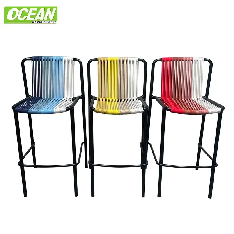 

2025 Modern Minimal Design Hotel Outdoor Rattan Bar Stool Chair for Bar Kitchen Party Bar Furniture Set