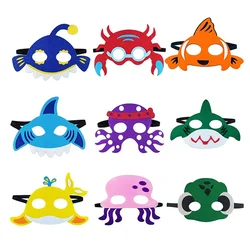 8pcs Kids Ocean Birthday Animal Mask Kindergarten Childrens Makeup Ball Supplies Underwater Party Crab Shark Mask
