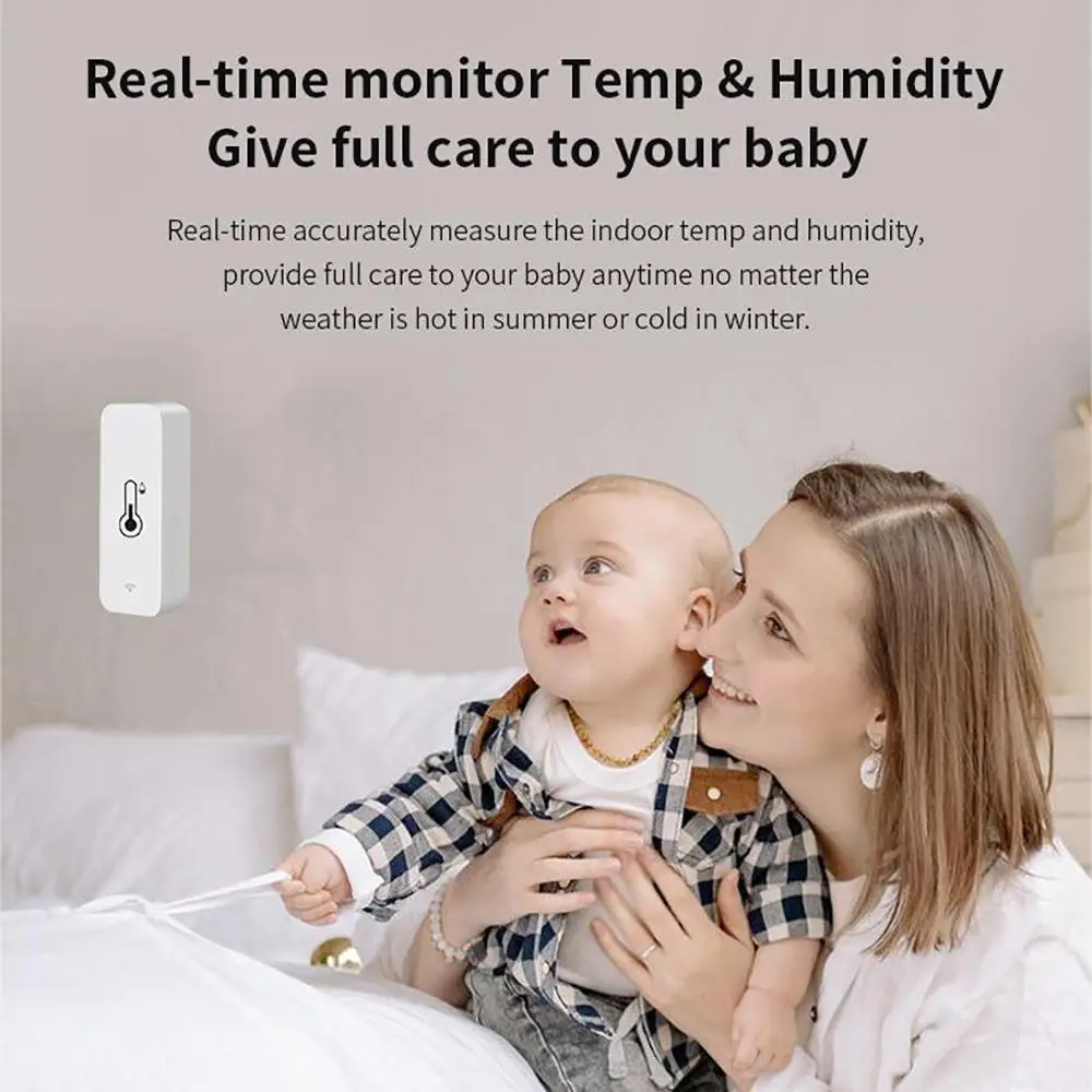 Wifi Instant Alerts Sleek Design Temperature Smart Home Compatible Wireless Connectivity Humidity Environmental Monitoring Smart