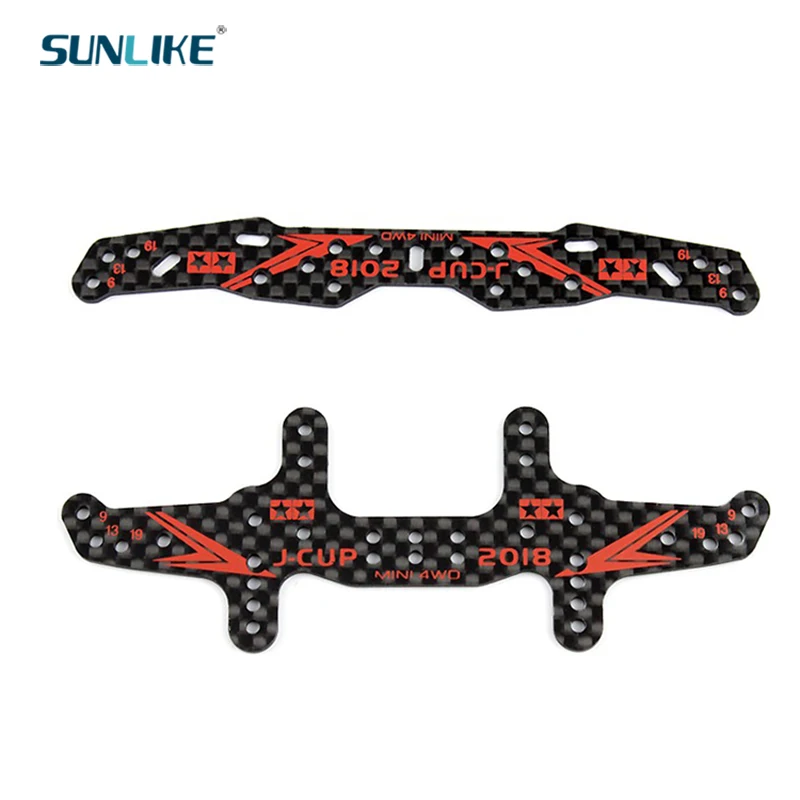 J-CUP 2018 HG Carbon Fiber Front/Rear Multi-Roller Setup 1.5mm Carbon Fiber Plate For Tamiya Mini 4WD Models 95113/95114