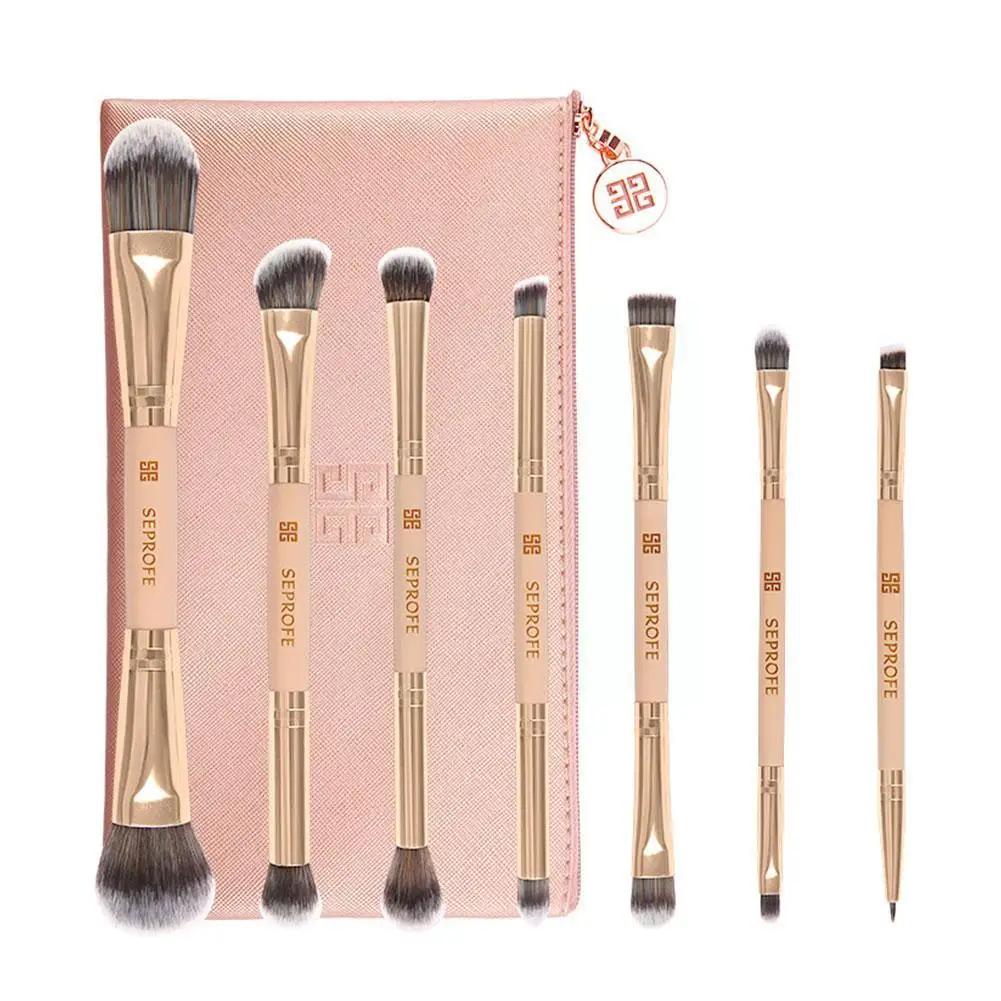 

Sdotter 7PCS Double Ended Makeup Brush Set Soft Bristles Eyeshadow Brush Makeup Portable Set Brush Eyelash Beauty Tools Brush P7