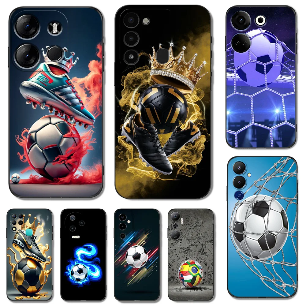 BLACK TPU CASE FOR TECNO SPARK GO 2024 POP 8 COVER INFINIX SMART 8 Football