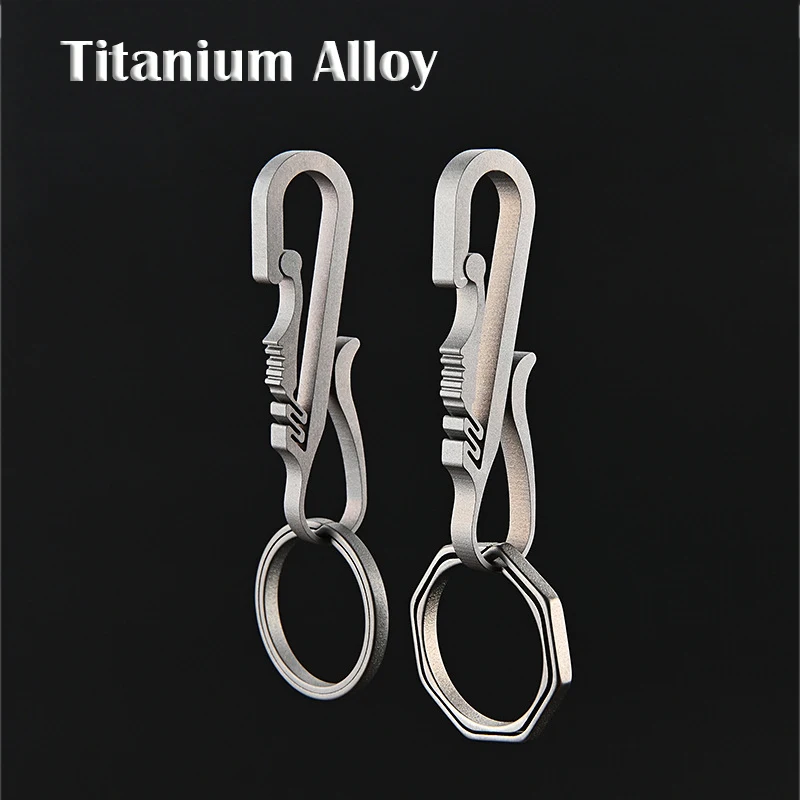 TC4 titanium alloy Key Clip EDC Key Ring Loop Hook Titanium Car Keychain Creative With Corkscrew Keychain Pendant Gift