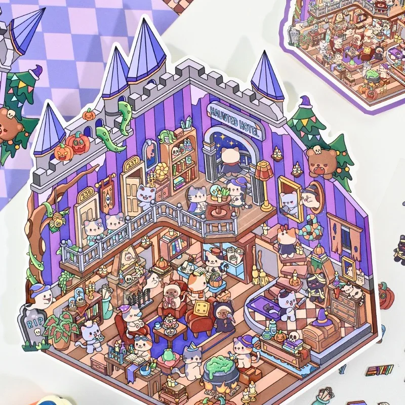 plus size Handmade toys scene stickers 2.5D stereoscopic miniature landscape collages