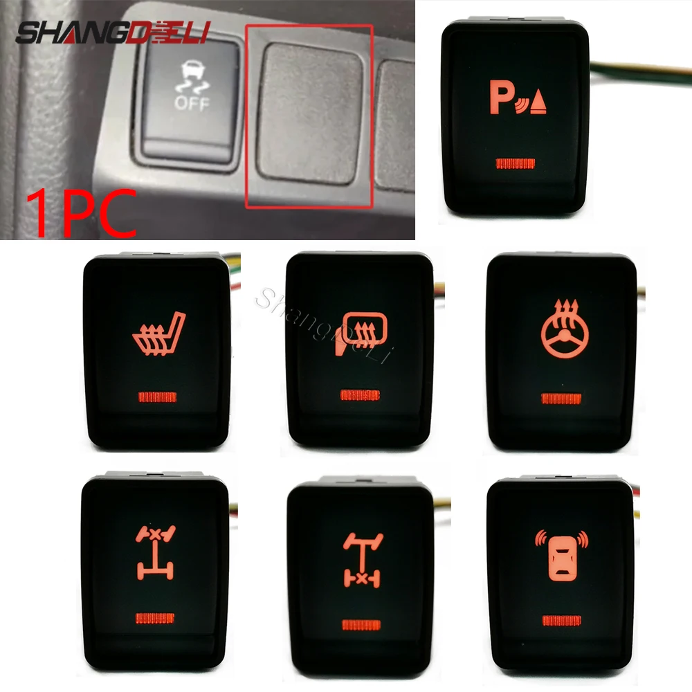 1Pc Led Light Parking Radar Seat Steering wheel Mirror heating Diff Lock Switch Button For Nissan Tiida Sylphy Qashqai X-TRAIL