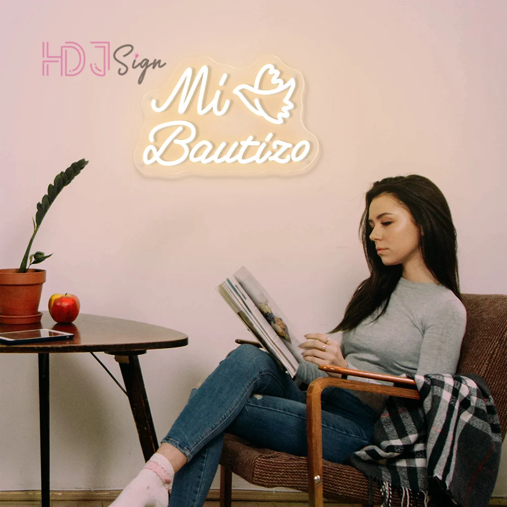 미 바티조 네온 LED 사인 벽 홈 룸 데코 나의 세례 LED 네온 조명 사인 홈 파티 교회 장식 사인 생일 선물