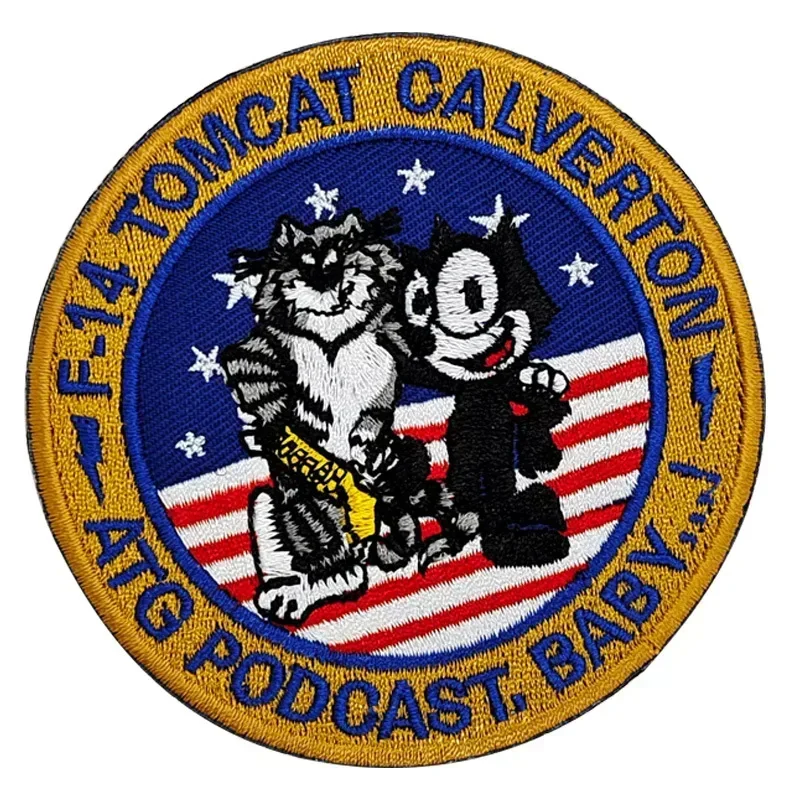 Tomcat-刺繍されたフックとループパッチ、felix cat squadronバッジ