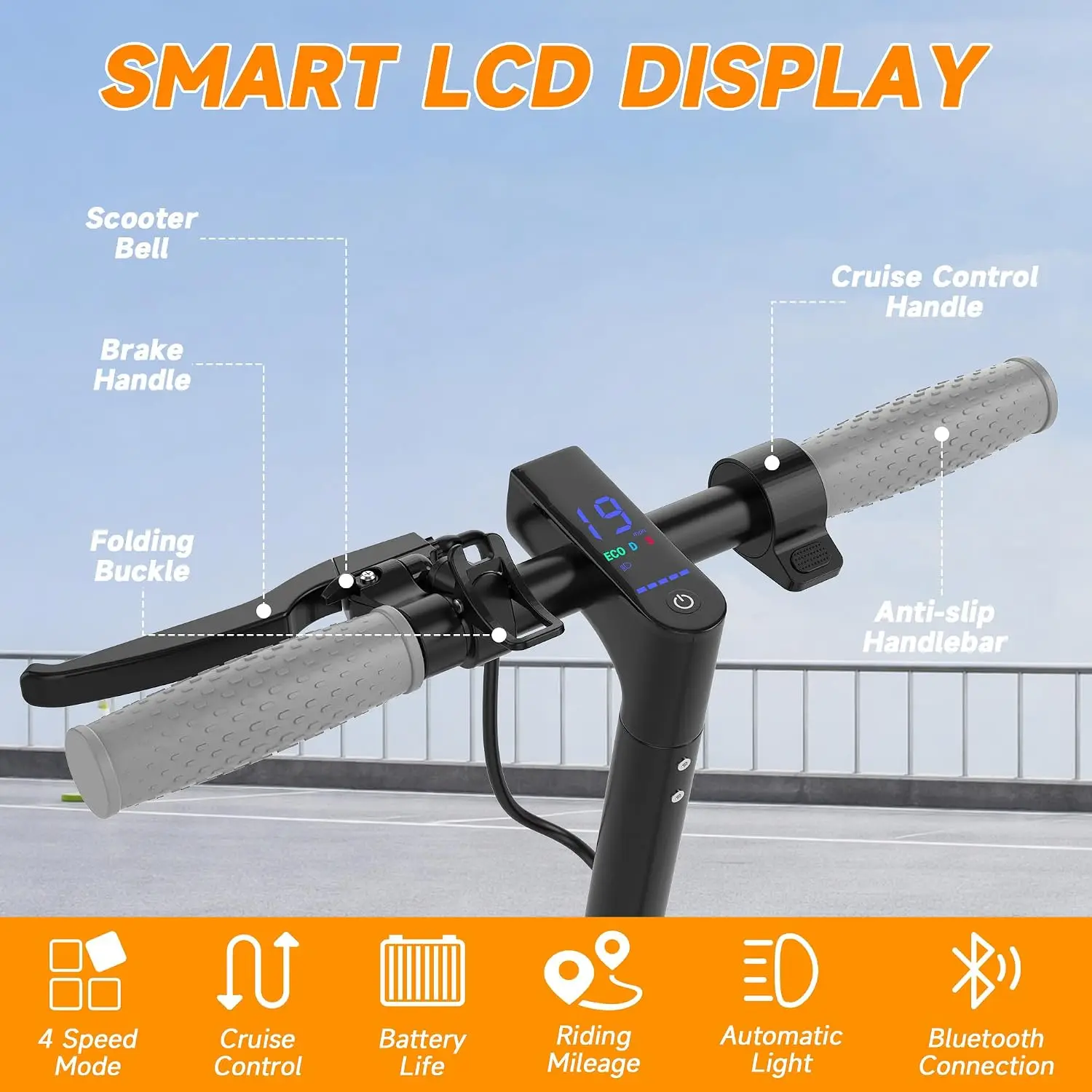 8.5'' Electric Scooter for Adults, Folding E Scooter with 350W Motor 19Mph Top Speed, Max 19-23 Miles Long Range Commuting Scooters with Dual Brakes System, APP Control 6