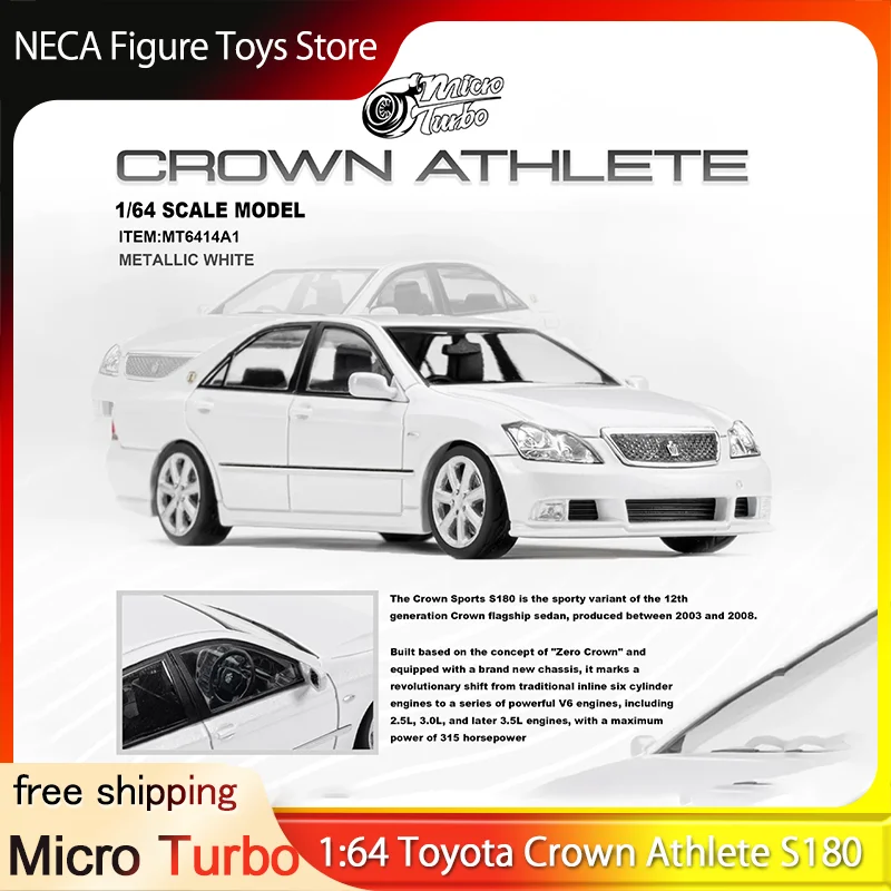

Модель автомобиля Micro Turbo 1:64 Toyota Crown Athlete S180, литая под давлением, металлического белого цвета, JDM, седан, реплика, игрушка, подарок для взрослых и фанатов