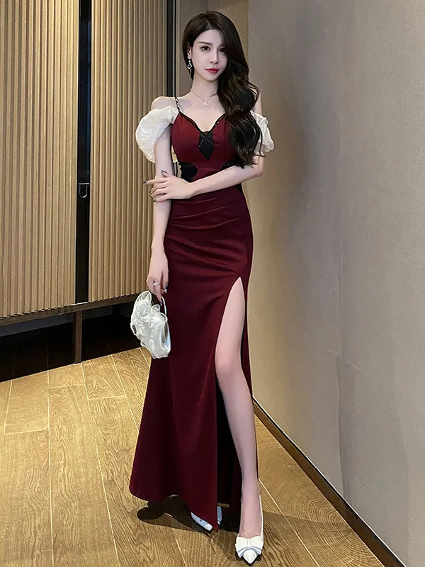 

Sexy Strapl Long Evening Gown Split High Waist Color Blo Dr Sauna Techan Foot Massage orm Korean Sle Bubble...