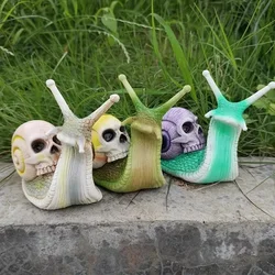 Halloween Snail Skull Statue, Resin Horror Skelet Sculpture, Gothic Outdoor Garden Decoration, Figurine Crafts Desktop Ornament