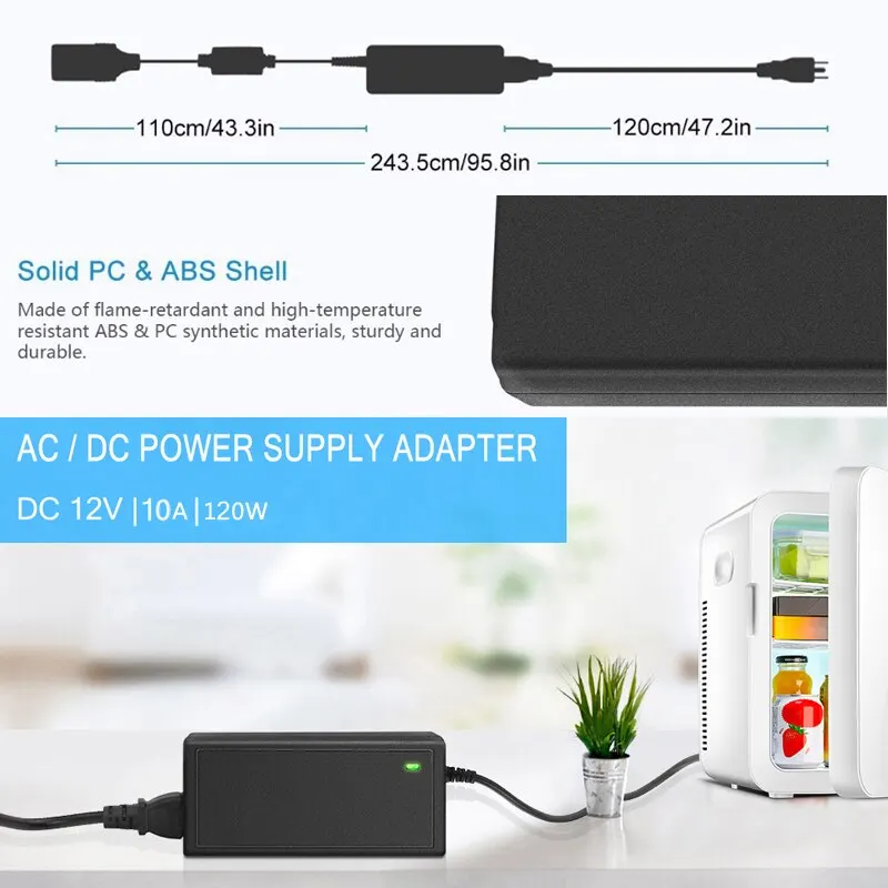 Kfz-Netzteil-Wechselstrom adapter DC-Adapter 110V / 220V bis 12V 10a Netzteil-Wandler für Auto kühlschränke Luftpumpe