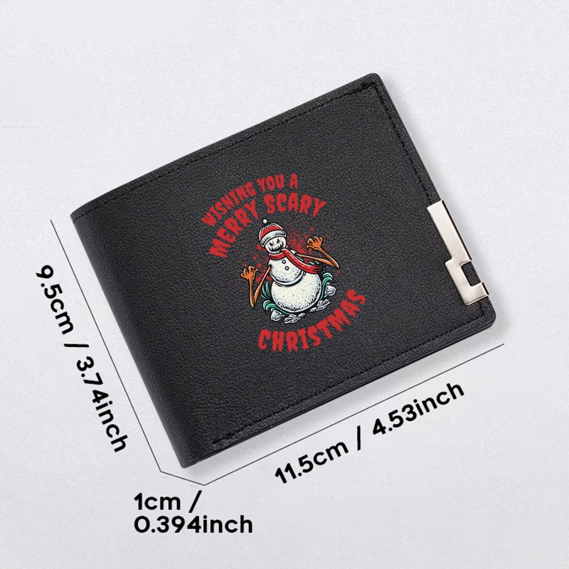 MERRY SCARY CHRISTMAS PU-LEDER-Geldbörse für Herren, schlank, langlebig, Business-Stil, für den Alltag, leicht, modische Zubehör