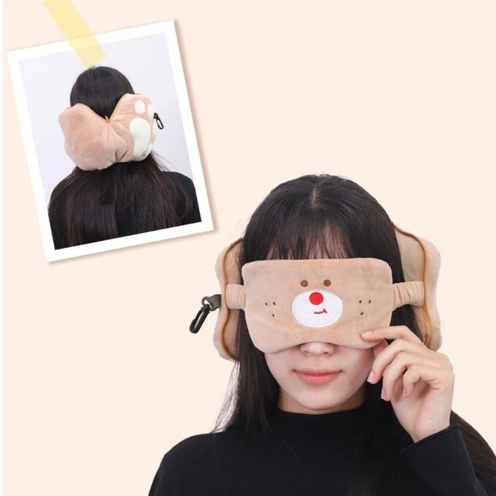 

Милая подушка для шеи 2 в 1, мультяшная бархатная дорожная подушка для глаз, многофункциональная портативная подушка для сна, подушка для сна