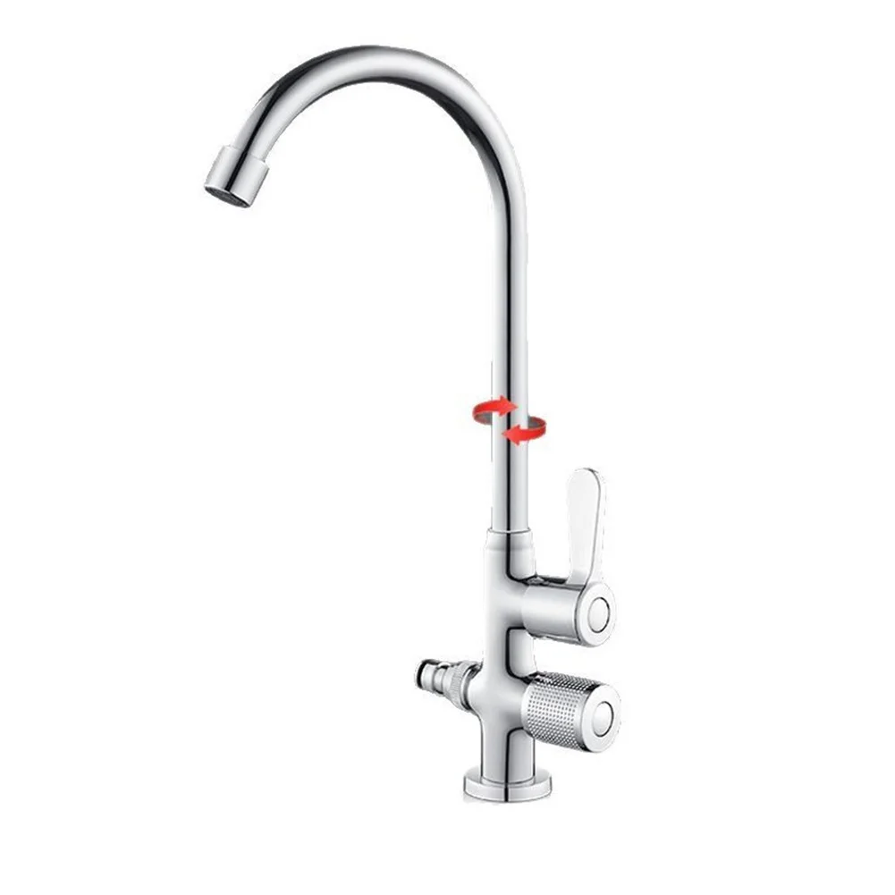 Zinc Alloy Outdoor Faucet 360 Rotatable Dual Outlet for Garden Balcony Yard Car Washing Chrome Plated Rust Resistant
