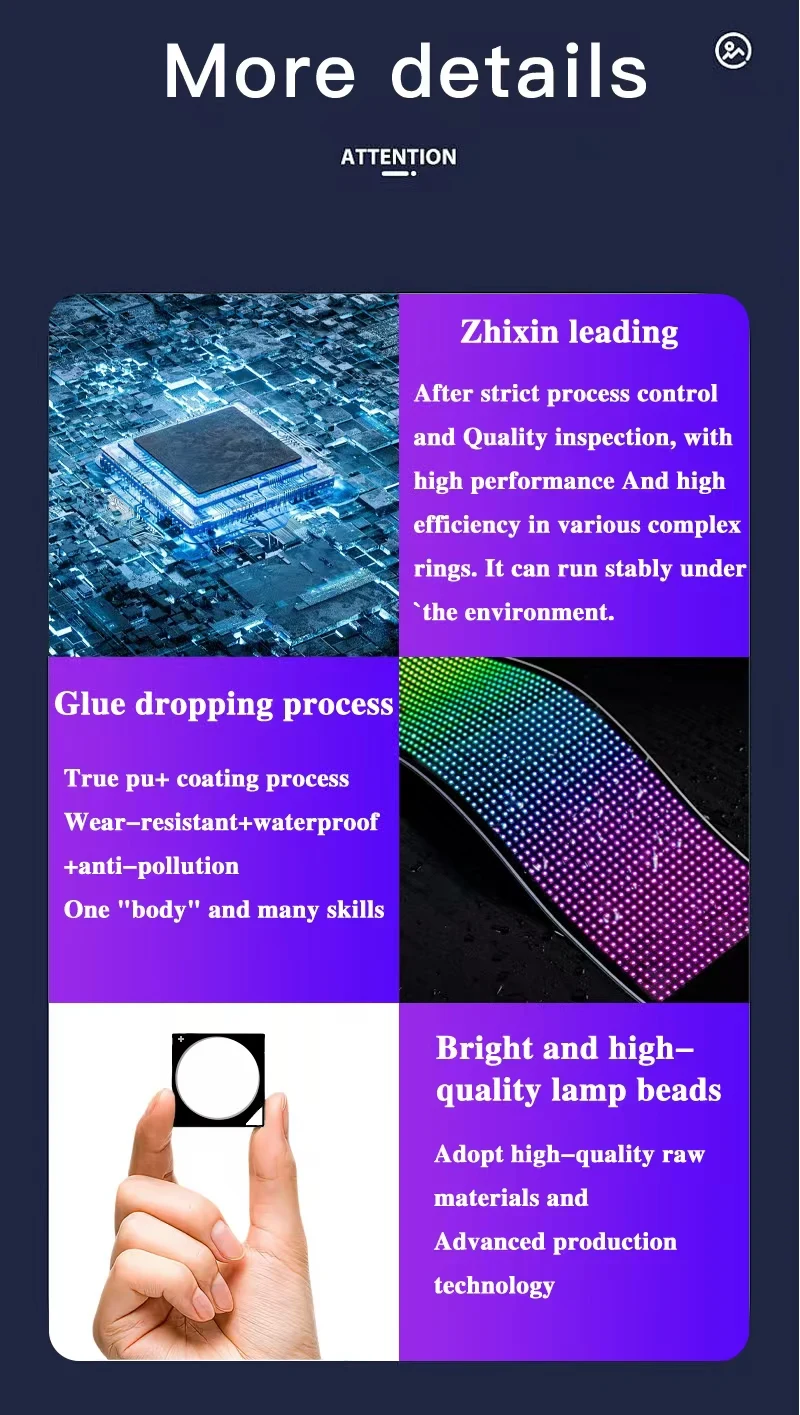 RGB LED Car Sign Animation LED Matrix Pixel Panel DIY Programmable Bluetooth App Control LED Panel Flexible Display Light