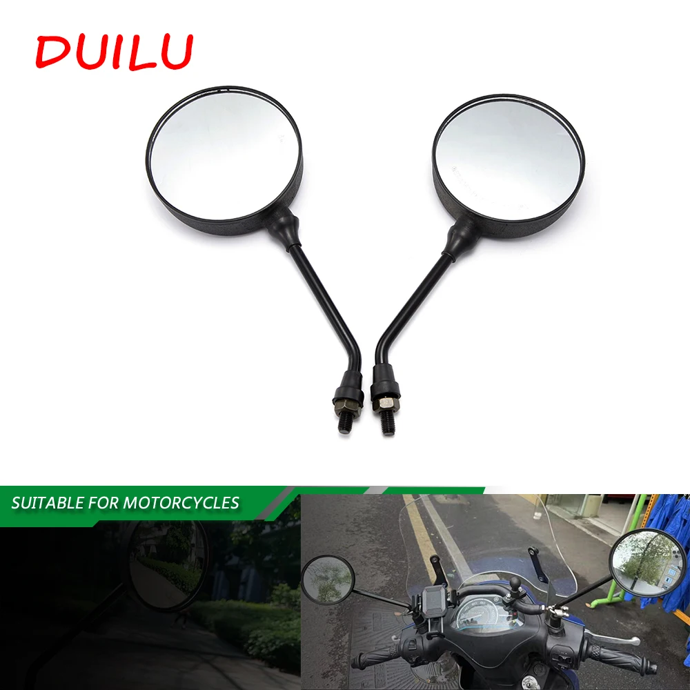 Motorcycle Mirrors Universal M10 10mm Scooter E-Bike Rearview Mirrors Adjustable HD Vision ABS Round Side Mirror For Yamaha MT07