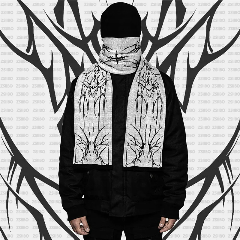 crossborder foreign trade European and American street dark street style new winter warm scarf hand-painted pattern neck warmer