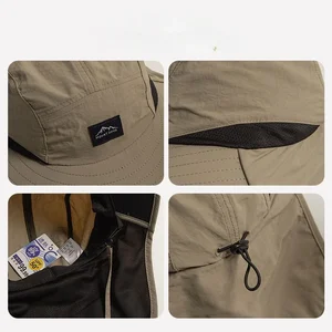Topi Panama Tahan Air dan Cepat Kering Pinggiran Lebar Musim Panas Uniseks Topi Ember Pelindung Luar Ruangan Topi Matahari Bersirkulasi Jaring dengan Penutup Leher 12 topi tahan air penjualan terbaik - №