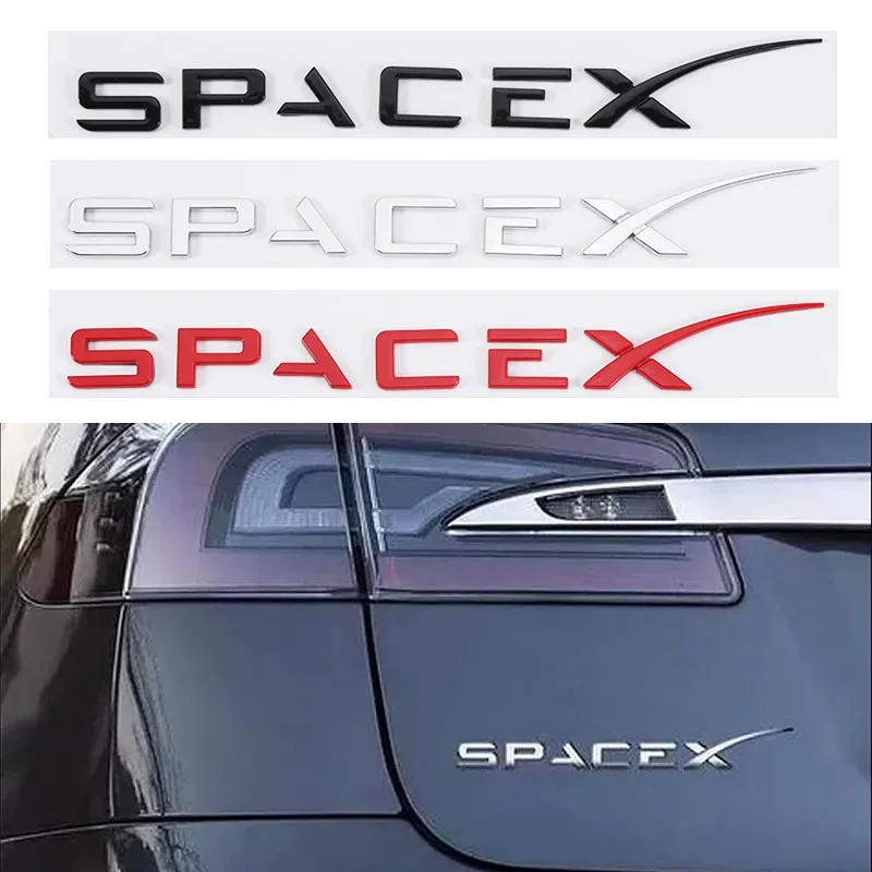 For Tesla ABS rear door car labeling 3D stereo sticker SPACEX letter sticker MODEL3/Y/S/X rear modification sticker decals