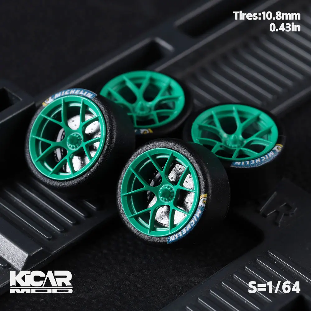 1/64 Modellauto-Räder mit Gummireifen Dynamische Lagerung Harz-Felgen 10,8mm Durchmesser Teile für MINIGT Druckguss-Modellautos – Detail 8